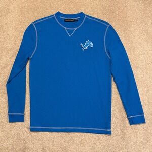 Detroit Lions Thermal Shirt Men Large Blue NFL Long Sleeve Waffle Knit Dunbrooke